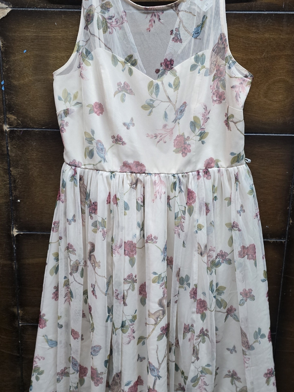 Lauren Conrad Snow White Disney Girls' Cream Floral Mesh Overlay Dress